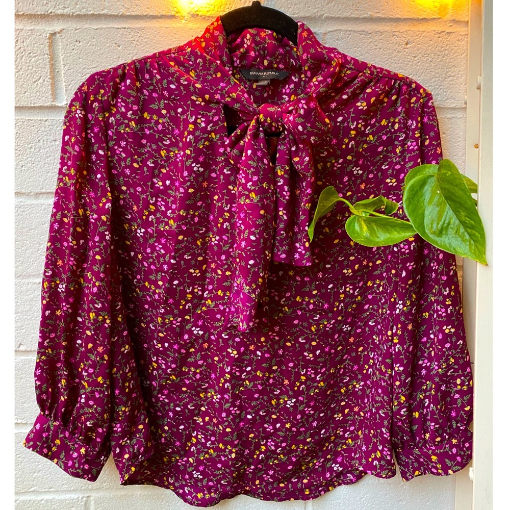 Banana Republic Bow Long Sleeve Blouse - Petite S